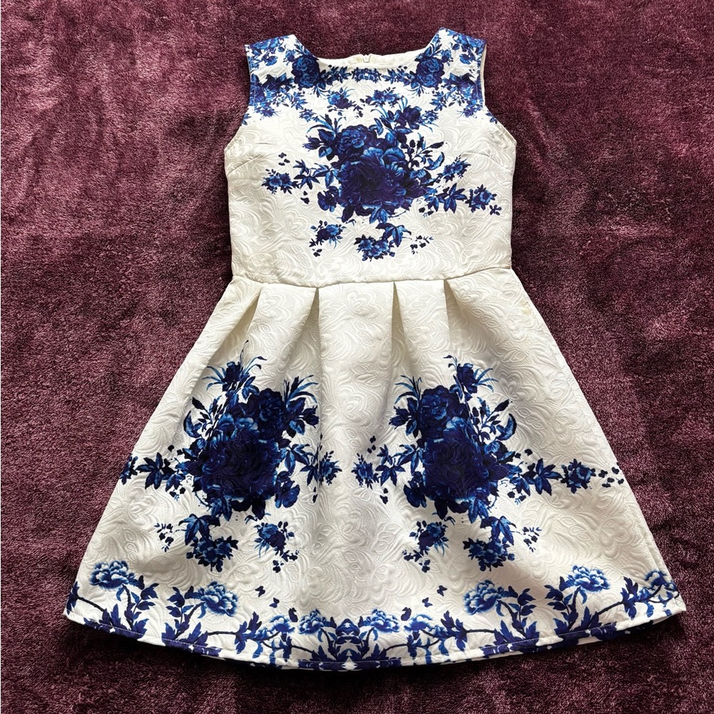 OASAP White and Blue Floral Dress